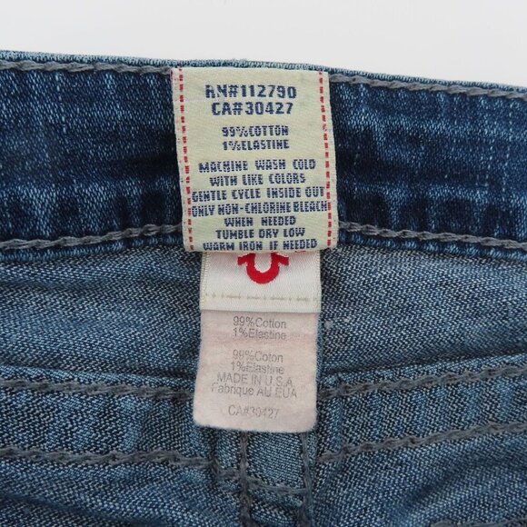 True Religion Women 26 Billy Big T Medium Wash Blue Distressed Torn Denim Jeans - Picture 14 of 16